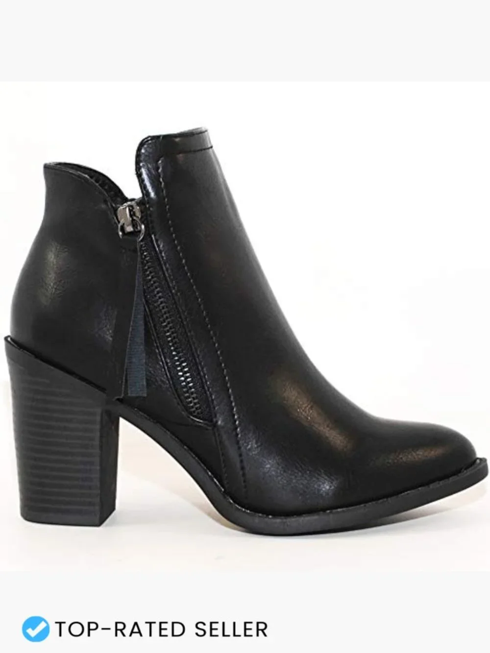 Ankle Booties Side Zip Chunky Heel Faux Suede Casual